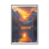 Golden Hour Majesty: Serene Mountain Lake Landscape Art Print
