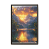 Golden Hour Majesty: Towering Mountains & Crystal Lake Art Print