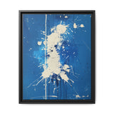 Pollock-Inspired White Chaos on Blue - Abstract Art Print