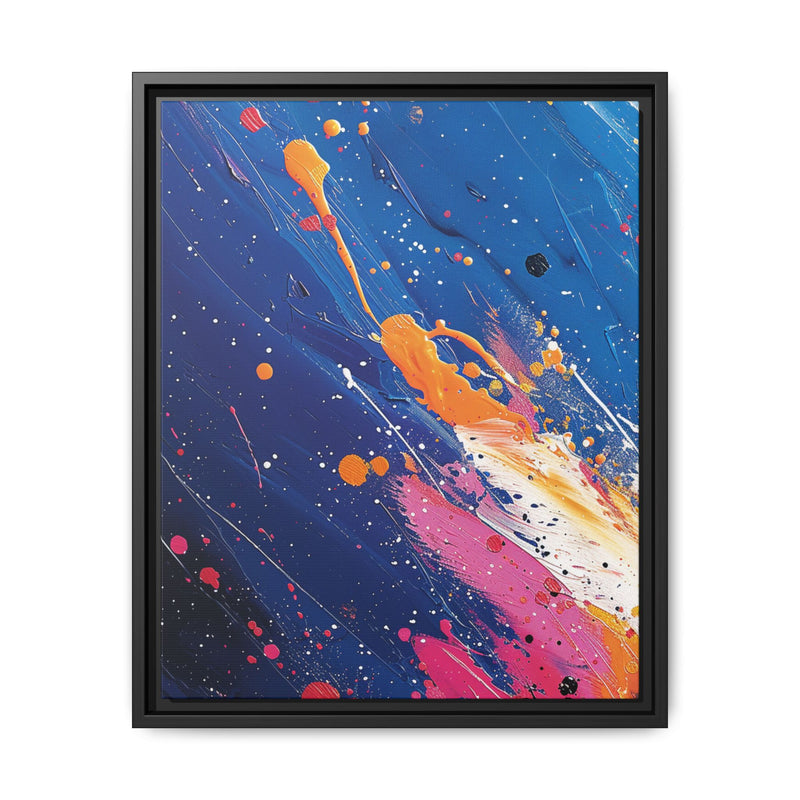 Abstract Chaos: Pollock-Inspired White on Blue Art Print