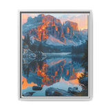 Golden Hour Majesty: Serene Lake & Mountain Canvas Art Print