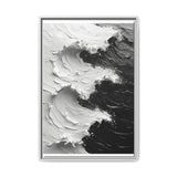 Monochrome Yin-Yang Impasto Art Print - Dramatic Modern Aesthetic