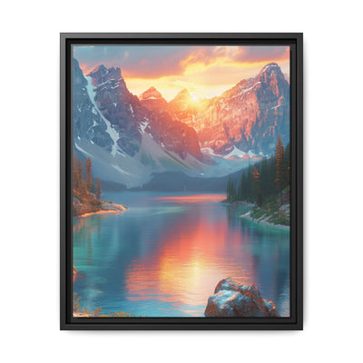 Golden Hour Serenity: Breathtaking Mountain & Lake Canvas Print