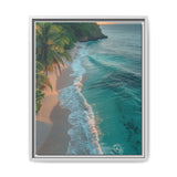 Tropical Serenity at Golden Hour - Vibrant Beach Aerial View Print
