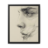 Japandi Minimalist One-Line Portrait Art - Monochrome Ink on Canvas