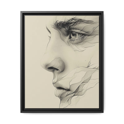 Japandi Minimalist One-Line Portrait Art - Monochrome Ink on Canvas