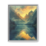 Golden Hour Serenity: Luminous Mountain & Lake Landscape Print