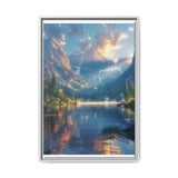 Golden Hour Serenity: Majestic Mountains & Misty Lake Art Print