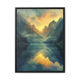 Golden Hour Serenity: Luminous Mountain & Lake Landscape Print