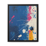 Pollock-Inspired Abstract White Splatter on Blue - Fine Art Print