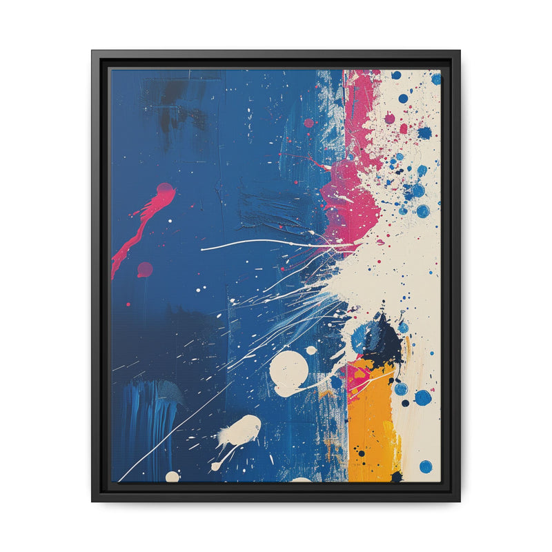 Pollock-Inspired Abstract White Splatter on Blue - Fine Art Print