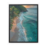 Tropical Serenity at Golden Hour - Vibrant Beach Aerial View Print