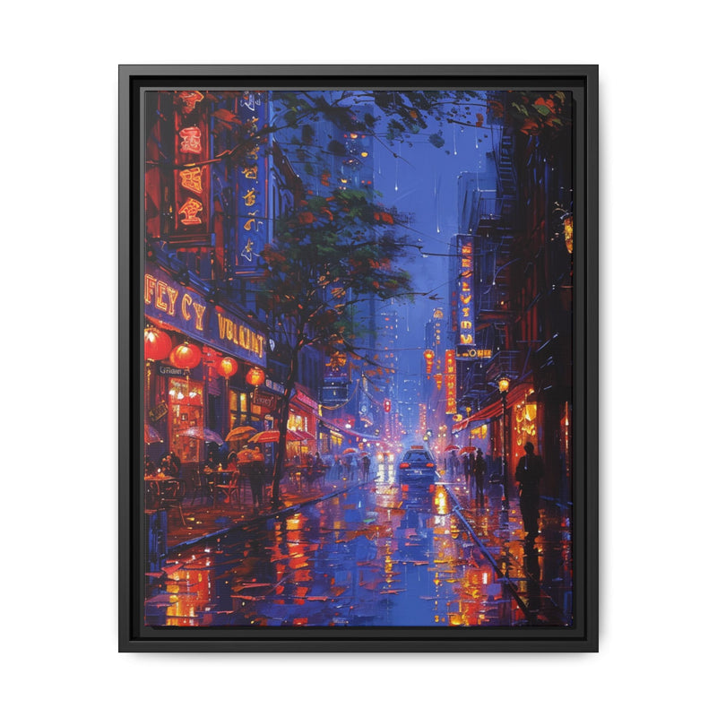 Twilight Neon Urban Dreamscape - Premium Canvas Art Print