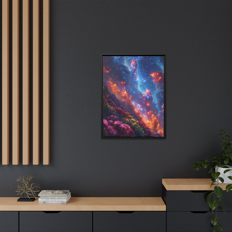 Galactic Garden: Neon Flora & Cosmic Vistas - Premium Art Print