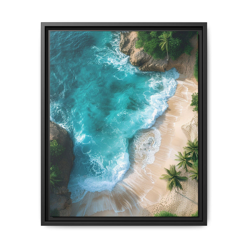 Golden Hour Tropical Beach Aerial View - Vibrant 4K Wall Art
