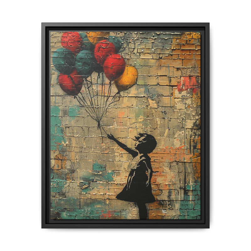 Urban Dreamscape: Banksy-Inspired Girl with Balloons Art Print