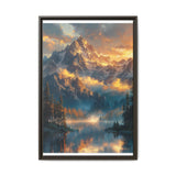 Golden Hour Majesty: Serene Mountains & Crystal Lake Art Print
