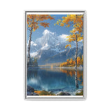 Golden Hour Serenity: Majestic Mountains & Misty Lake Art Print