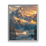 Golden Hour Majesty: Serene Mountains & Crystal Lake Art Print