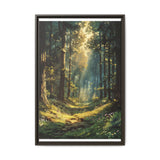 Enchanted Forest Canopy: Sunlight & Mist Watercolor Art Print