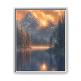 Golden Hour Majesty: Serene Lake & Mountain Landscape Print