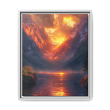 Golden Hour Serenity: Majestic Mountain & Lake Art Print