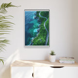 Coastal Serenity: Top-Down BC Highway Anime Scenery Print