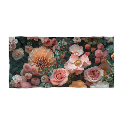 Vintage Floral Elegance Beach Towel - Soft Pink & Sage Tones