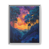 Galactic Enchanted Forest Art Print - Bioluminescent Trees & Stars