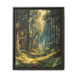 Enchanted Forest Canopy: Sunlight & Mist Watercolor Art Print