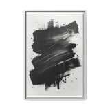 Dynamic Abstract Brushstrokes - Bold Black & White Canvas Art Print
