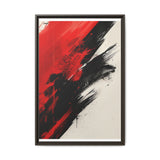 Abstract Chaos: Red & Black Brushstrokes on White - Premium Art Print