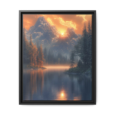 Golden Hour Majesty: Serene Lake & Mountain Landscape Print