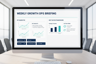 Weekly Growth Ops Briefing KPI Narrative and Next Moves Framework